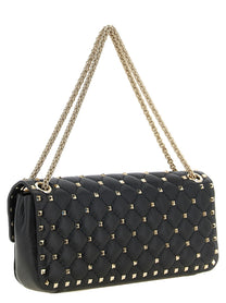 Valentino Rockstud Spike Medium Shoulder Bag Black, view 2