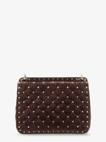 Valentino Women's Rockstud Spike Suede Crossbody Bag Brown