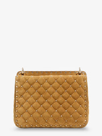 Valentino Women's Rockstud Spike Suede Crossbody Bag Beige