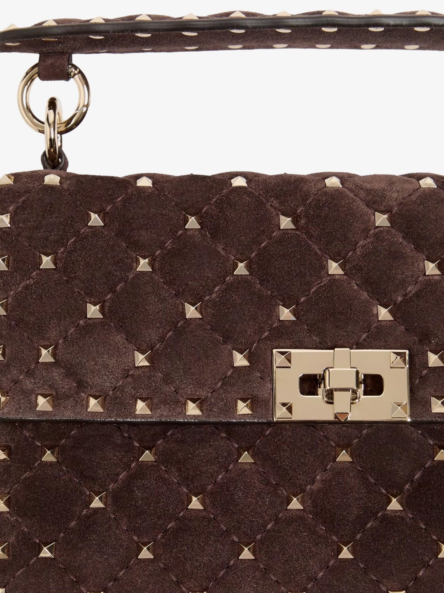 Valentino Women's Rockstud Spike Suede Crossbody Bag Brown