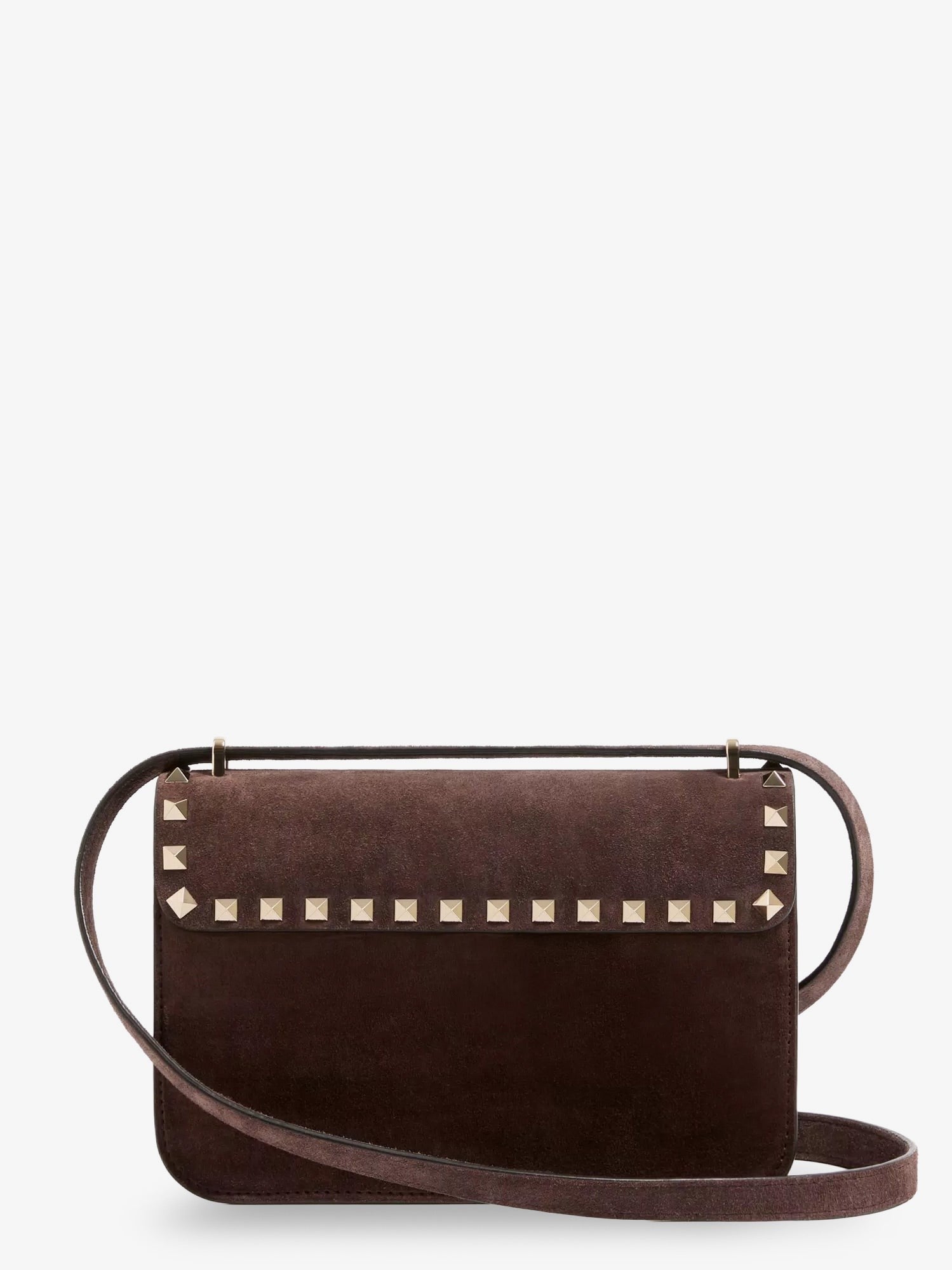 Valentino Women's Rockstud Suede Crossbody Bag Brown
