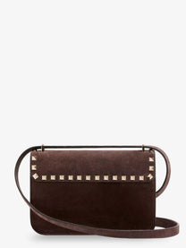 Valentino Women's Rockstud Suede Crossbody Bag Brown