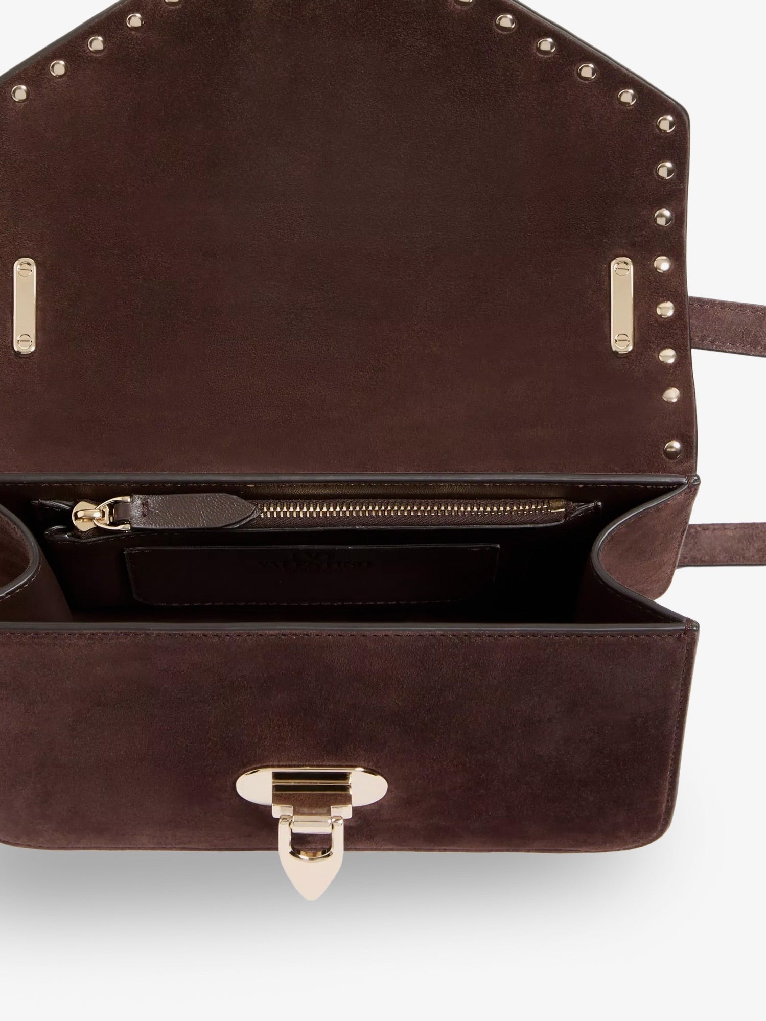 Valentino Women's Rockstud Suede Crossbody Bag Brown