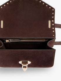 Valentino Women's Rockstud Suede Crossbody Bag Brown