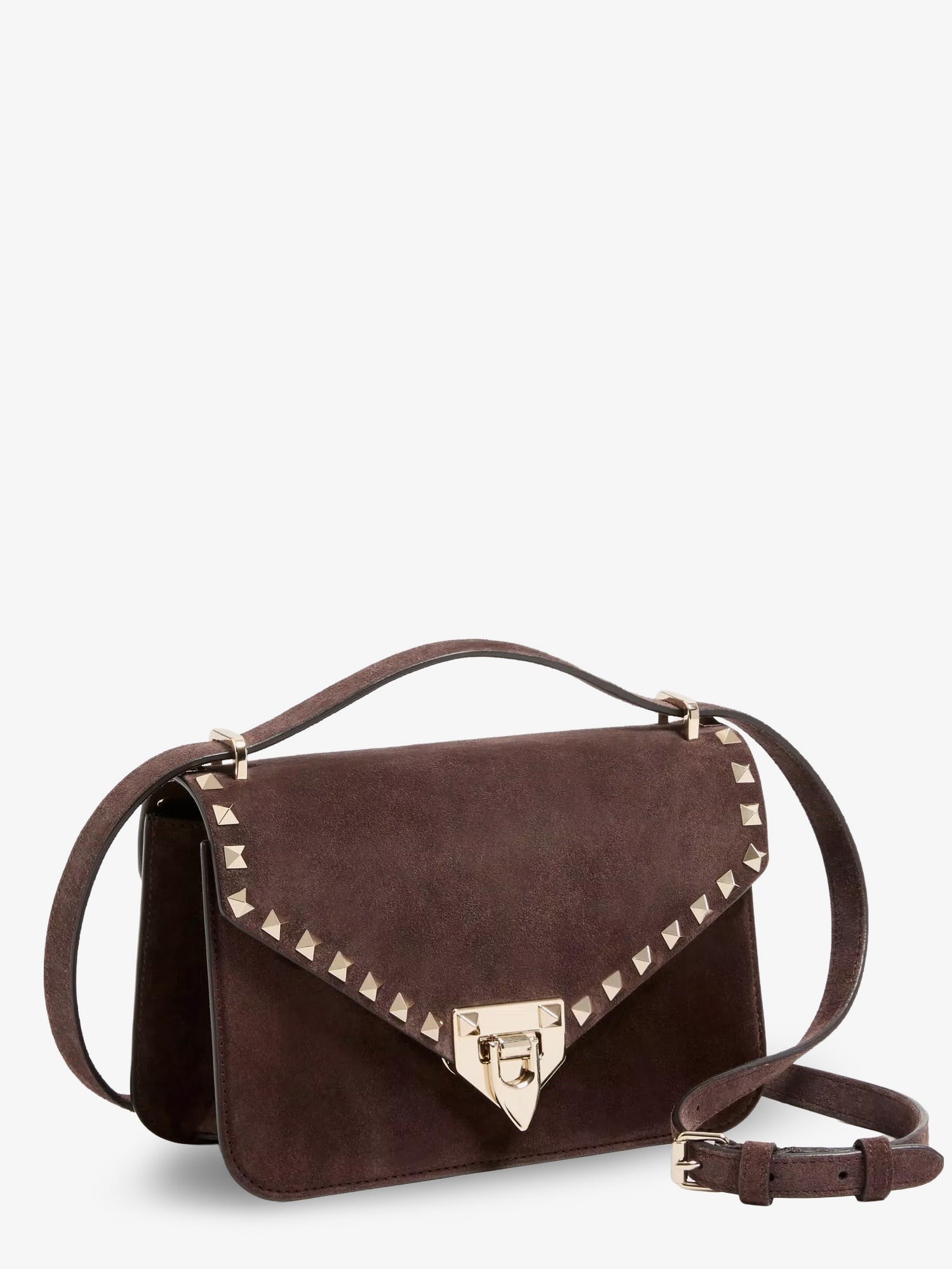 Valentino Women's Rockstud Suede Crossbody Bag Brown