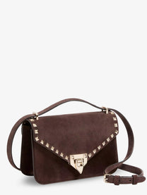 Valentino Women's Rockstud Suede Crossbody Bag Brown