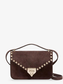 Valentino Women's Rockstud Suede Crossbody Bag Brown