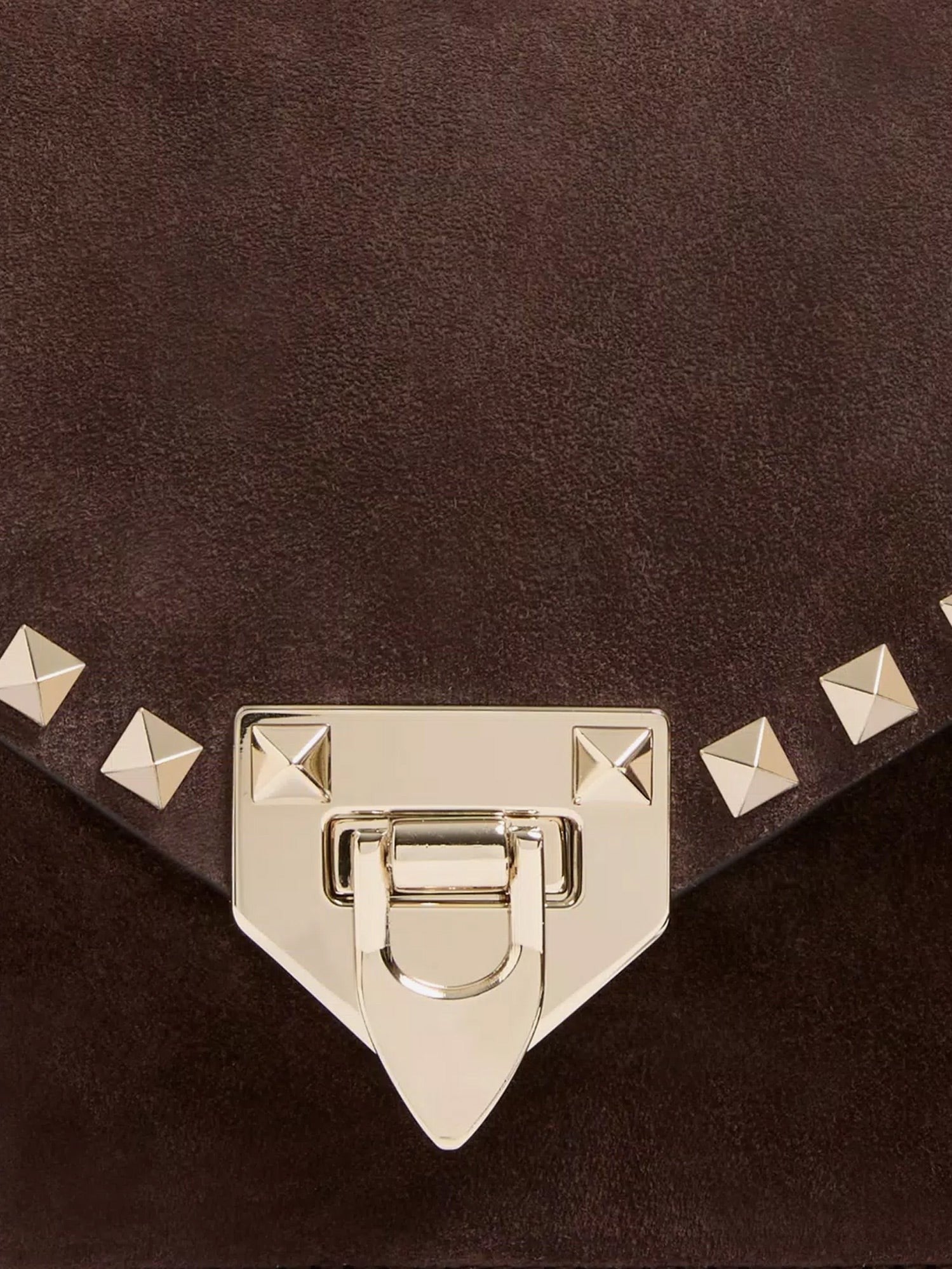 Valentino Women's Rockstud Suede Crossbody Bag Brown