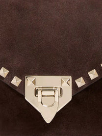 Valentino Women's Rockstud Suede Crossbody Bag Brown