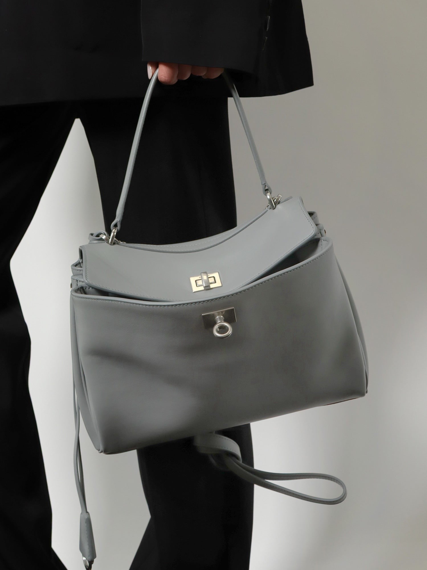 Balenciaga Women's Rodeo Leather Crossbody Bag Grey