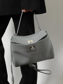 Balenciaga Women's Rodeo Leather Crossbody Bag Grey