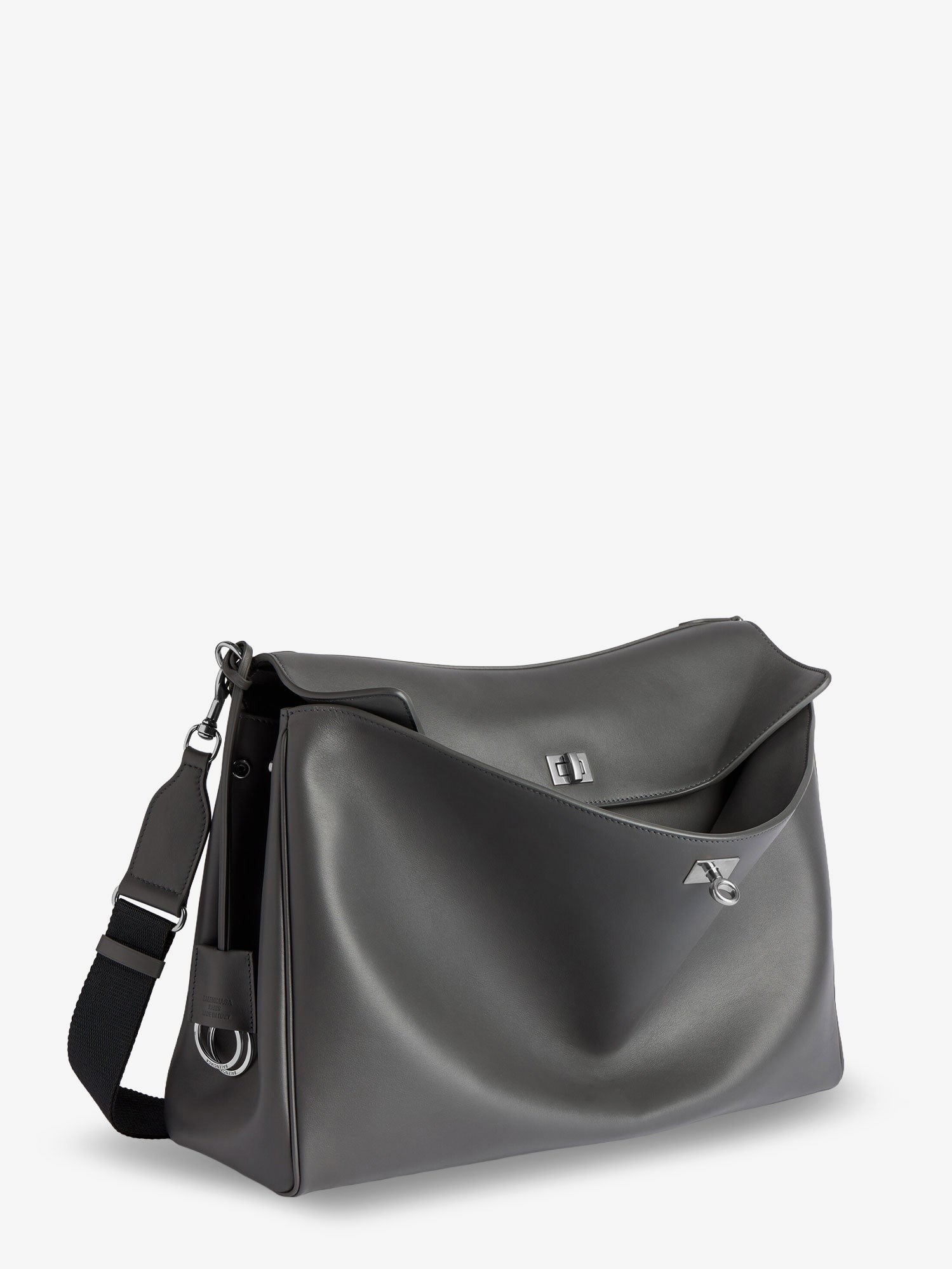 Balenciaga Men's Rodeo Messenger Leather Crossbody Bag Grey