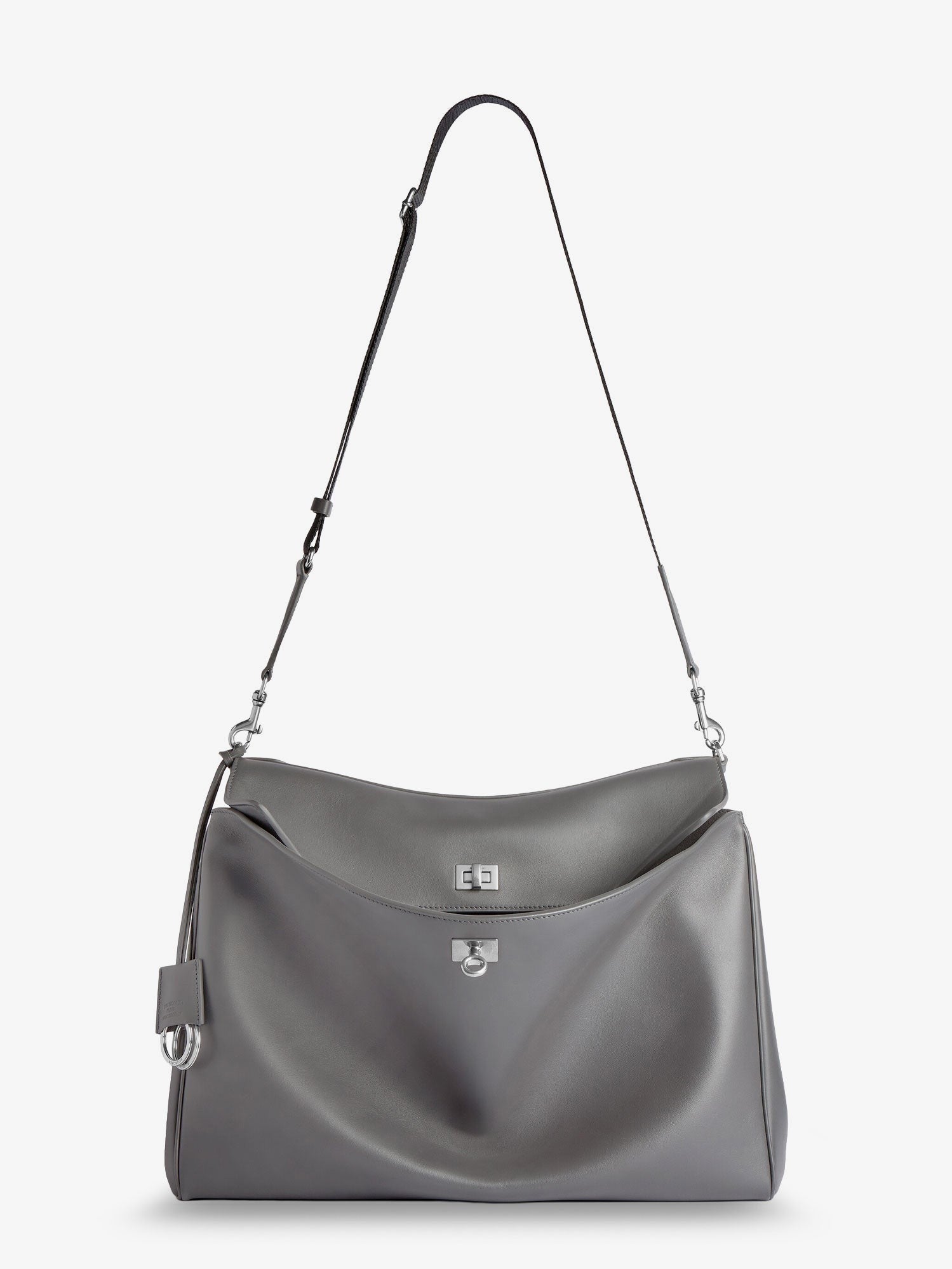 Balenciaga Men's Rodeo Messenger Leather Crossbody Bag Grey