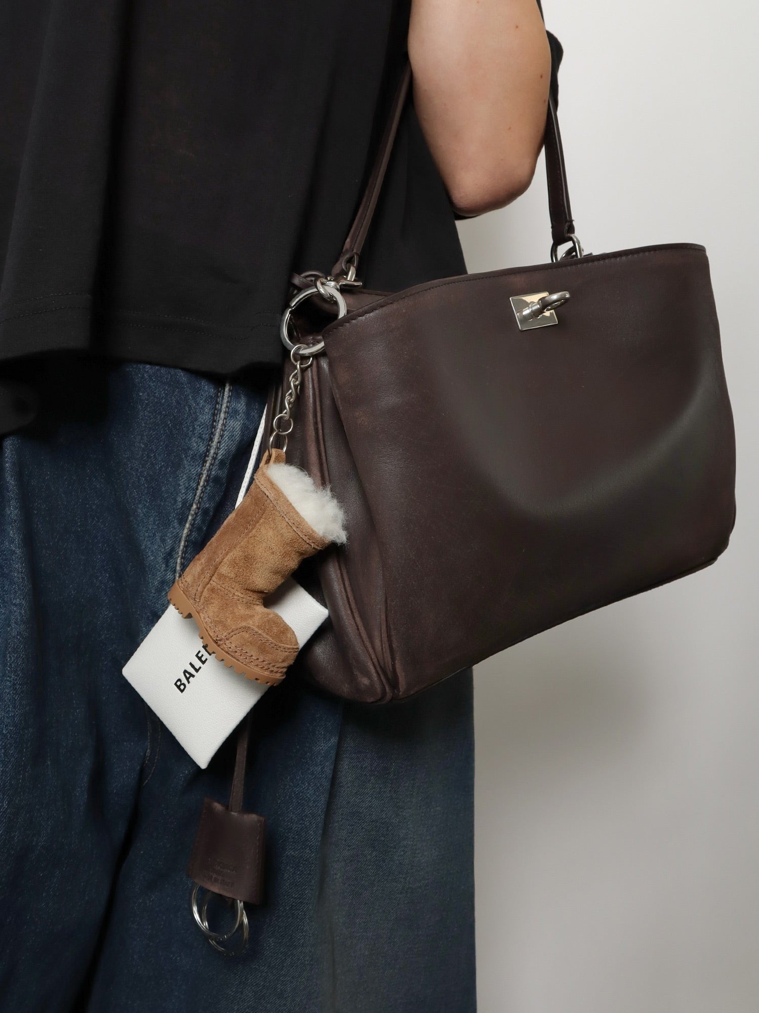 Balenciaga Women's Rodeo Leather Crossbody Bag Brown