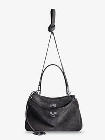 Balenciaga Women's Rodeo Suede Crossbody Bag Grey
