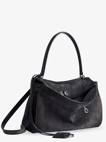 Balenciaga Women's Rodeo Suede Crossbody Bag Grey