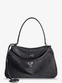 Balenciaga Women's Rodeo Suede Crossbody Bag Grey