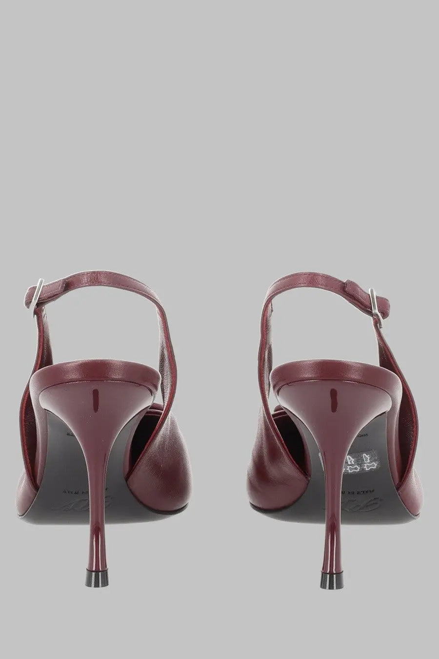 Roger vivier women’s slingback punta red heels in burgundy leather with high stiletto and silver buckle