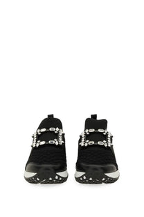 Roger vivier women’s viv run fabric sneaker black knit with silver crystal buckle across the toe