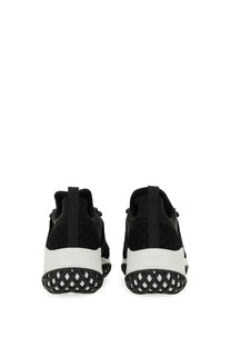 Roger vivier women’s viv run fabric sneaker black with mesh upper suede heel accents and diamond patterned outsole