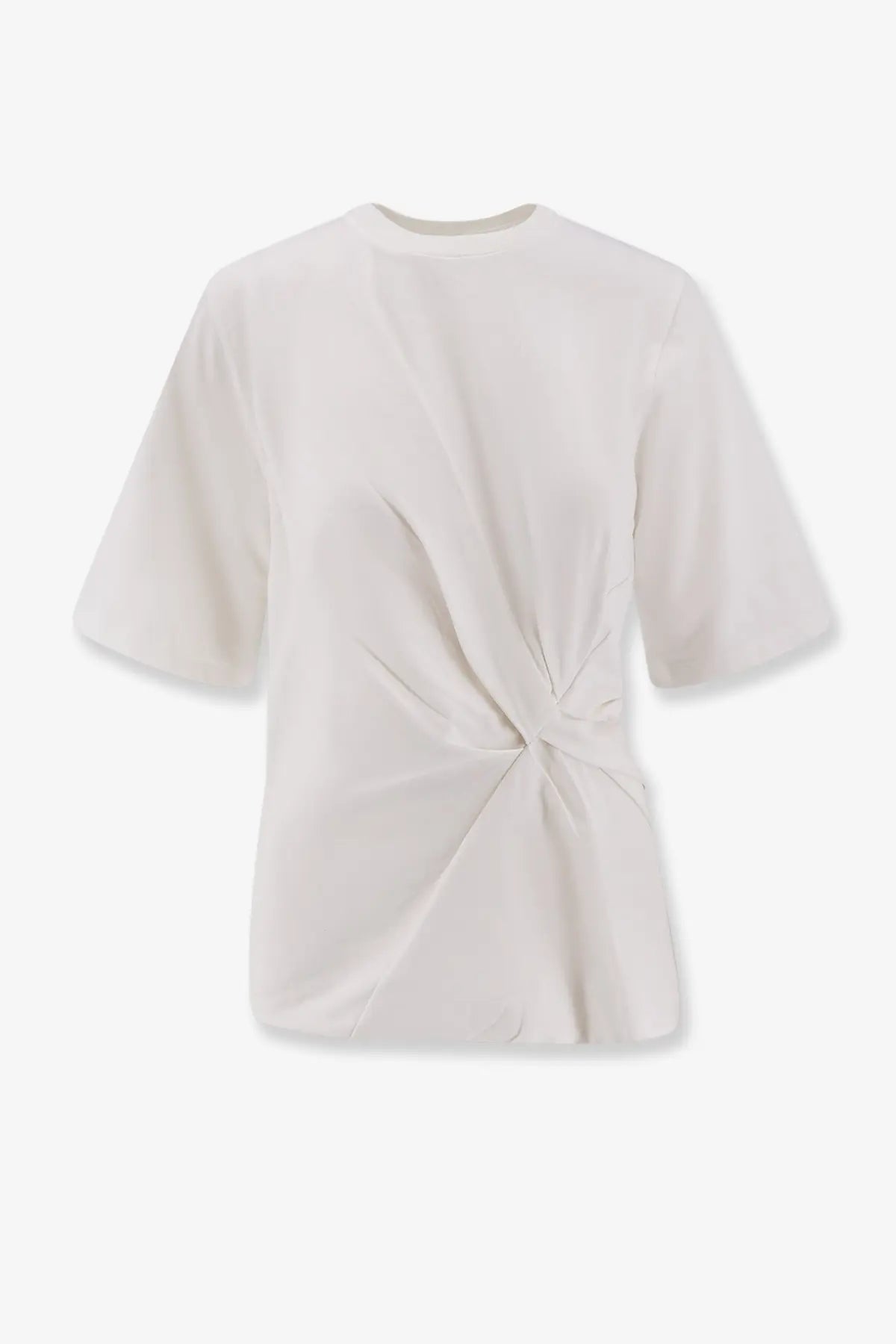 Off-white Rohe women’s cotton short-sleeved top with a central knot detail at the front