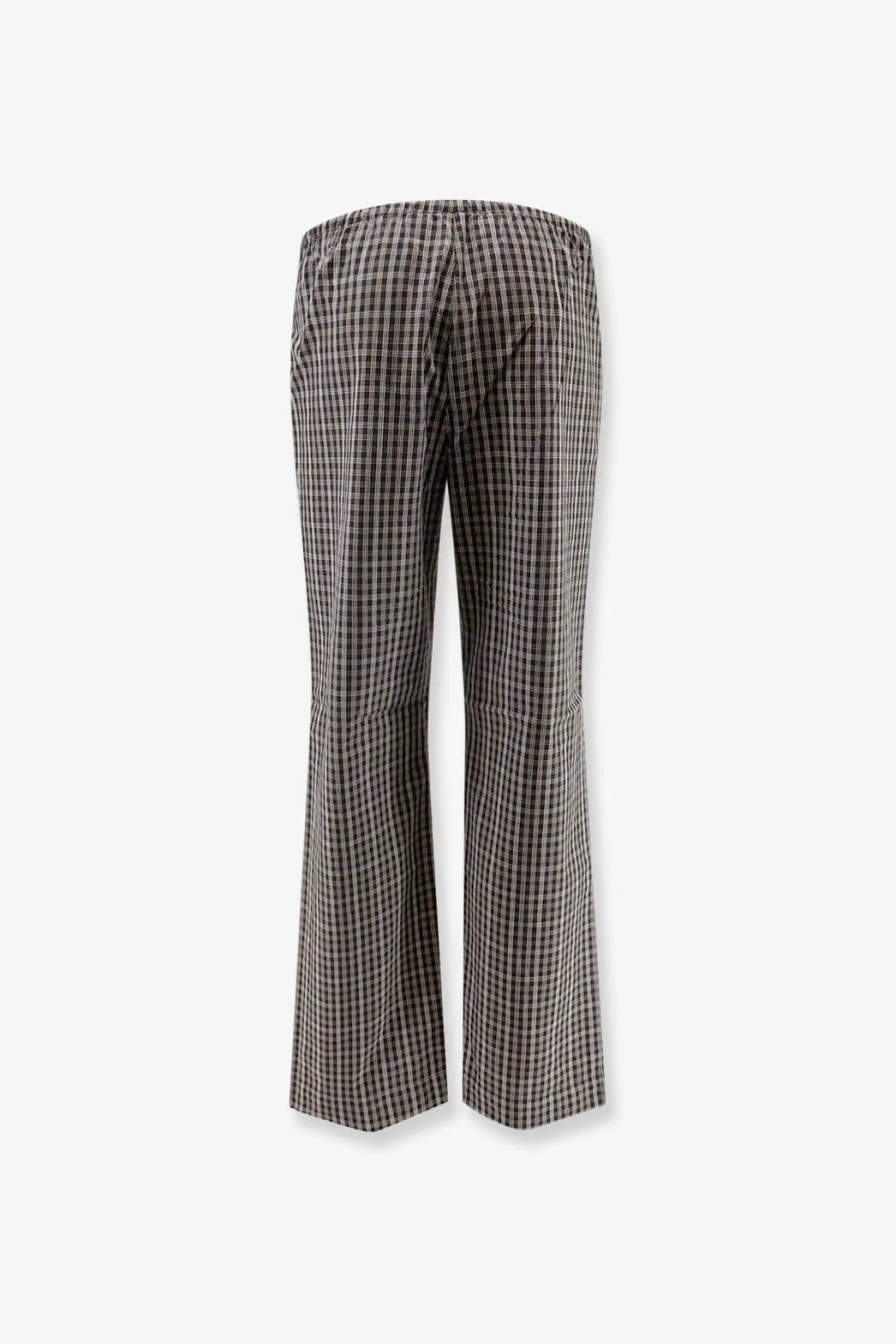 Rohe women’s black and white checkered madras cotton flared trousers with elastic waistband