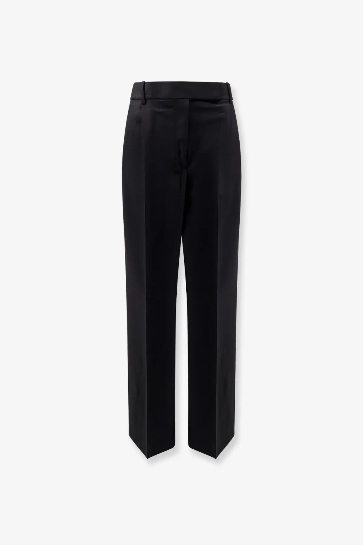 Rohe women’s midwaist black wool blend trousers with high-waisted straight-leg tailored fit