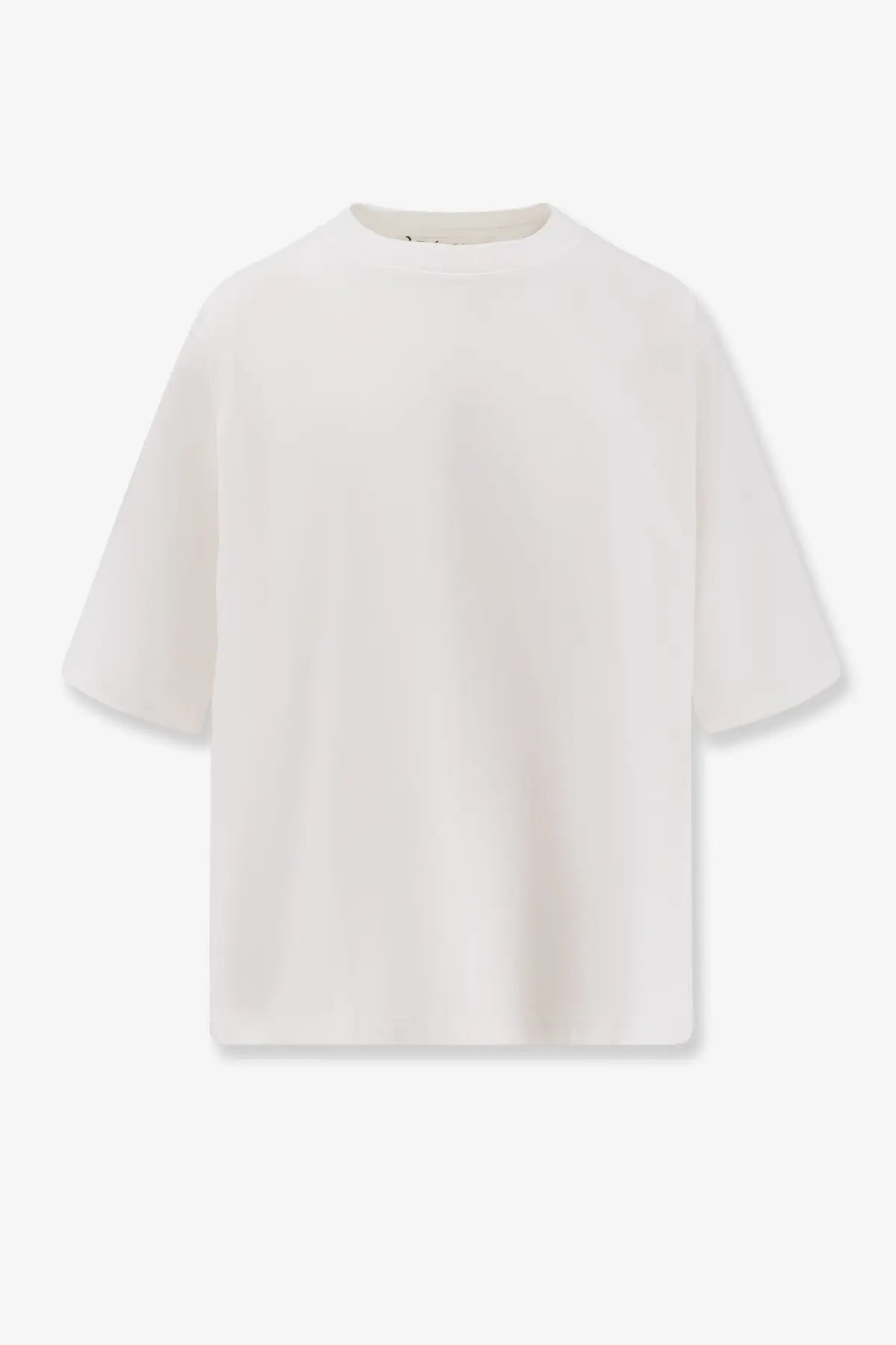 Rohe womens organic cotton shirt white minimalist off-white crewneck t-shirt with relaxed oversized fit and short sleeves