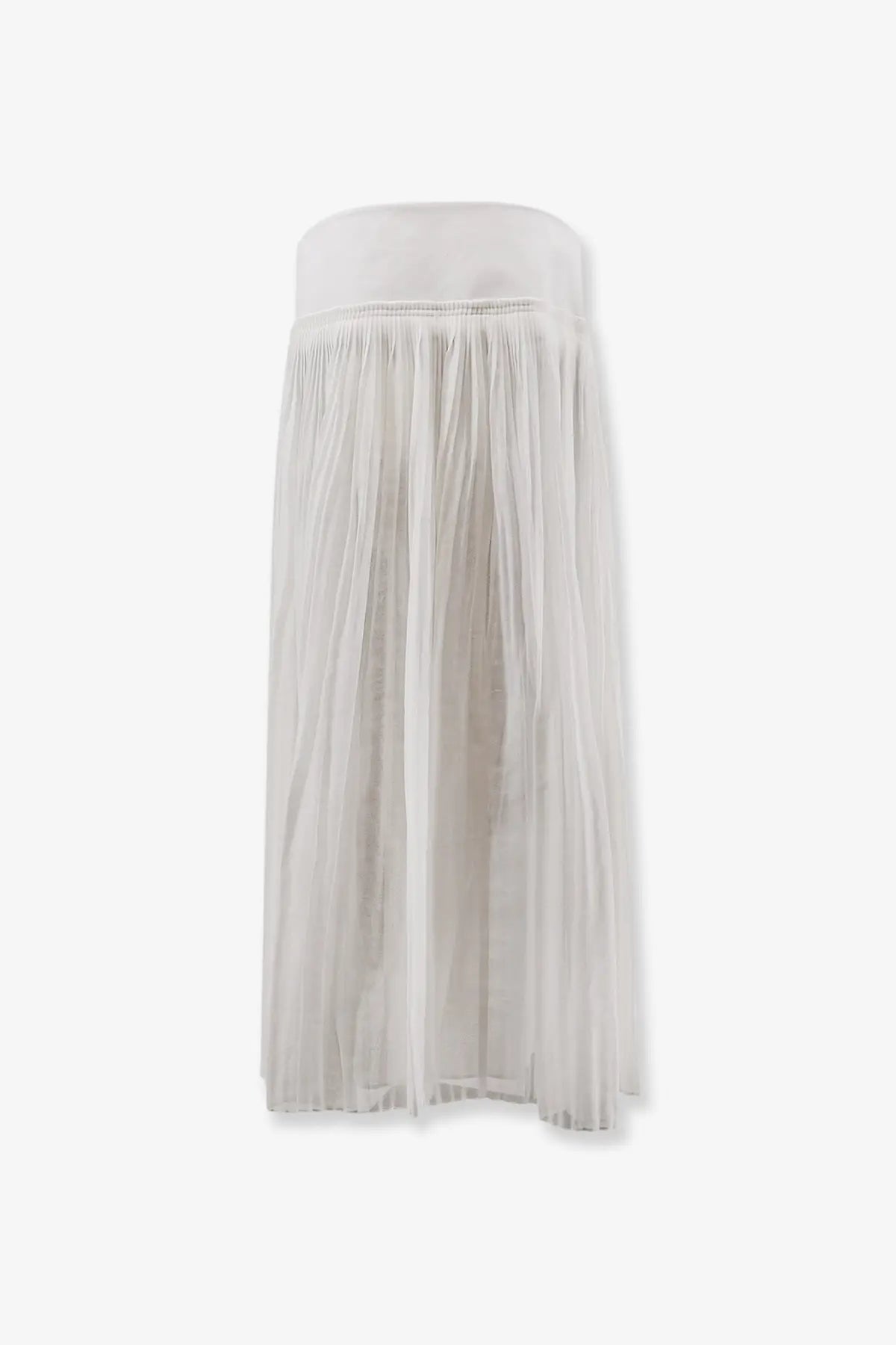 Rohe women’s pleated cotton skirt in white with flowing sheer fabric and elastic waistband for comfortable wear