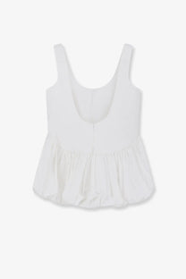White sleeveless cotton tank top with ruffled hem and thin straps from rohe womens voluminous peplum collection