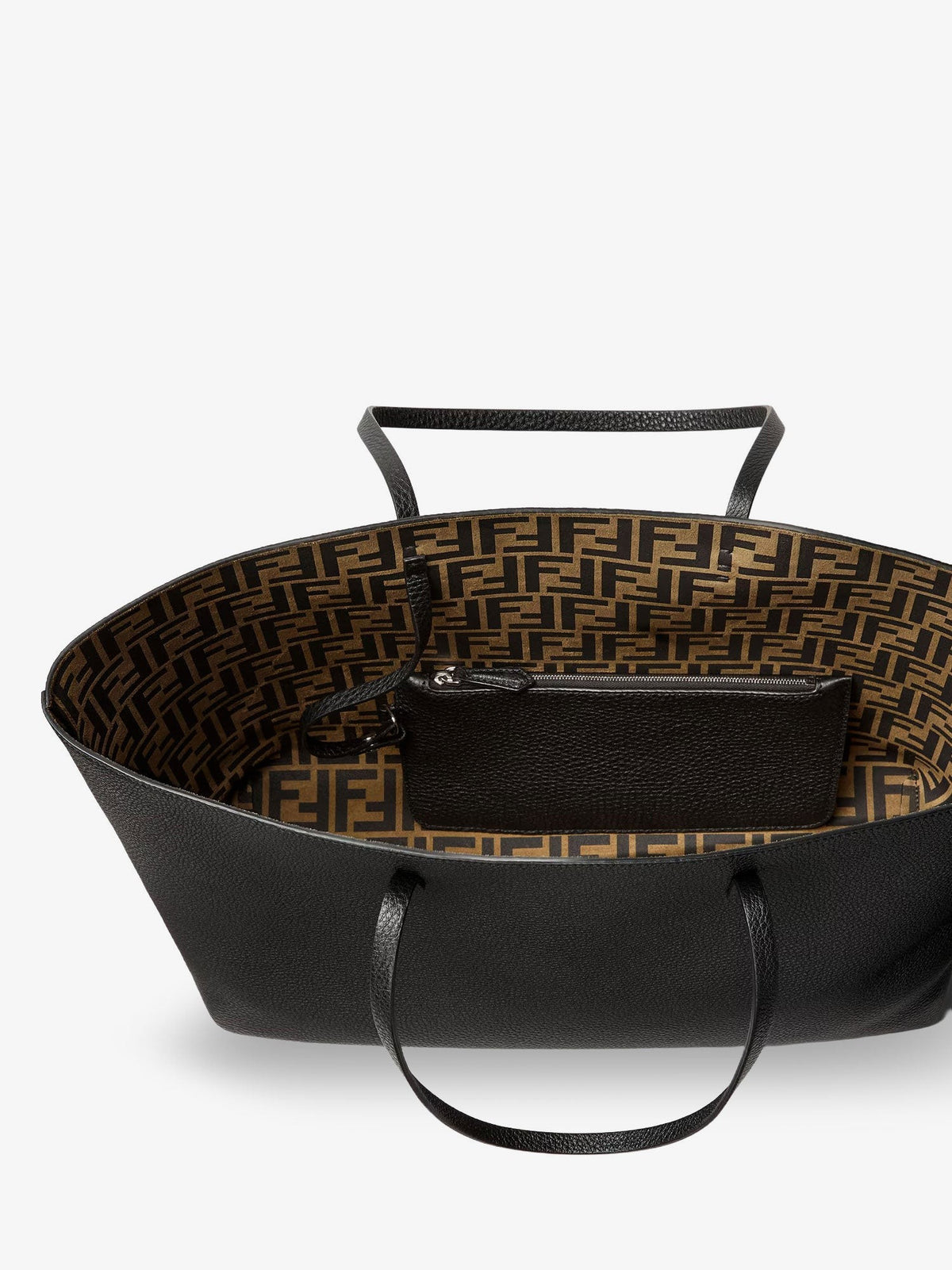 Fendi Women's Roll Large Roman Leather Shopper Black
