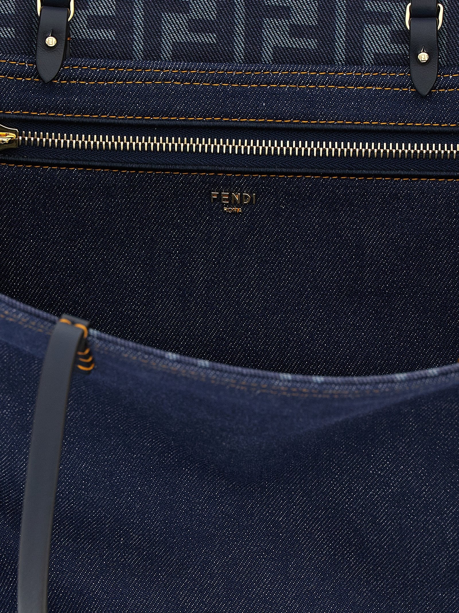 Fendi Roll Medium Reversible Shopping Bag Blue