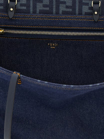 Fendi Roll Medium Reversible Shopping Bag Blue