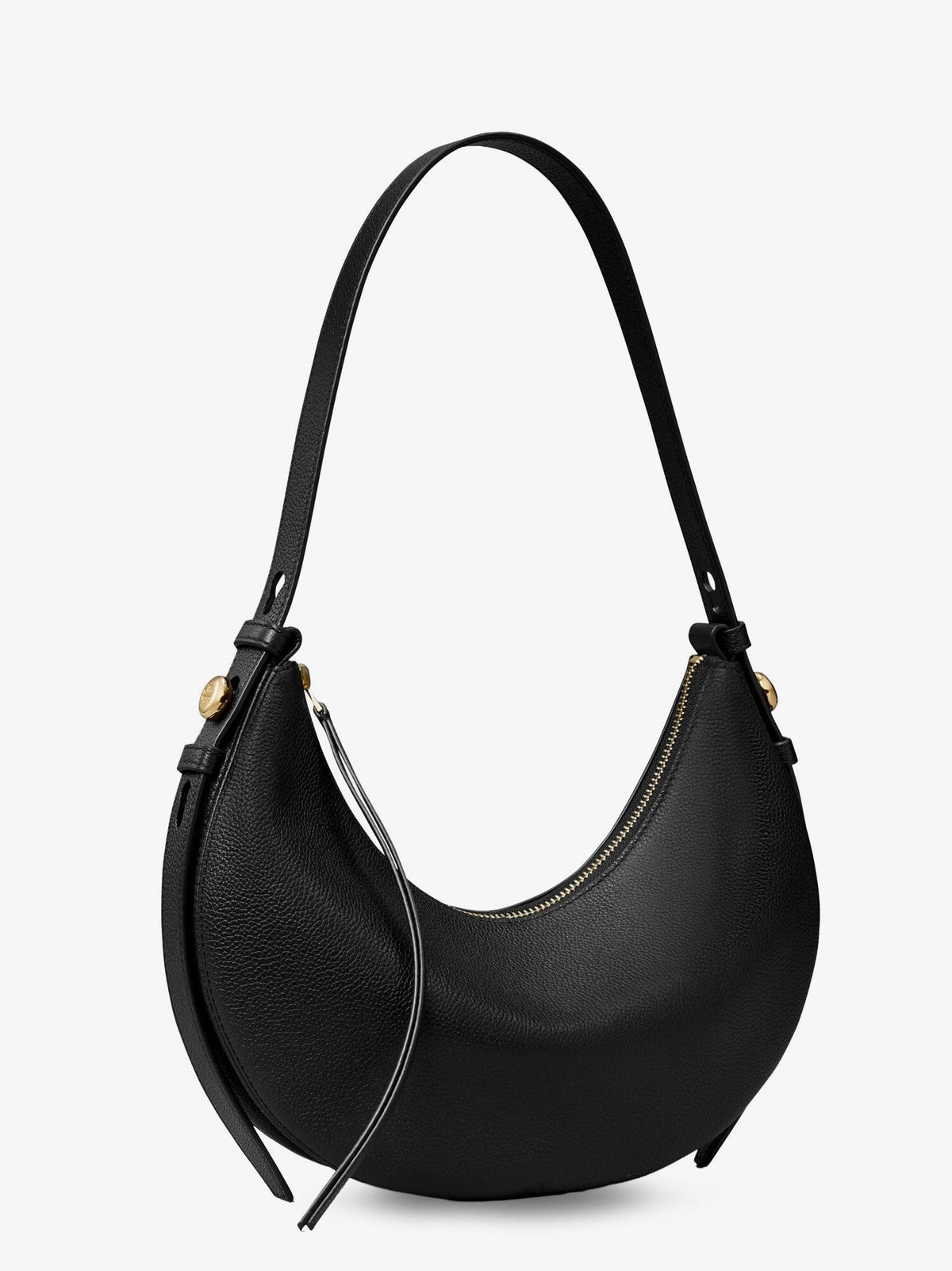 Tory Burch Women's Romy Half Moon Leather Shoulder Bag Black