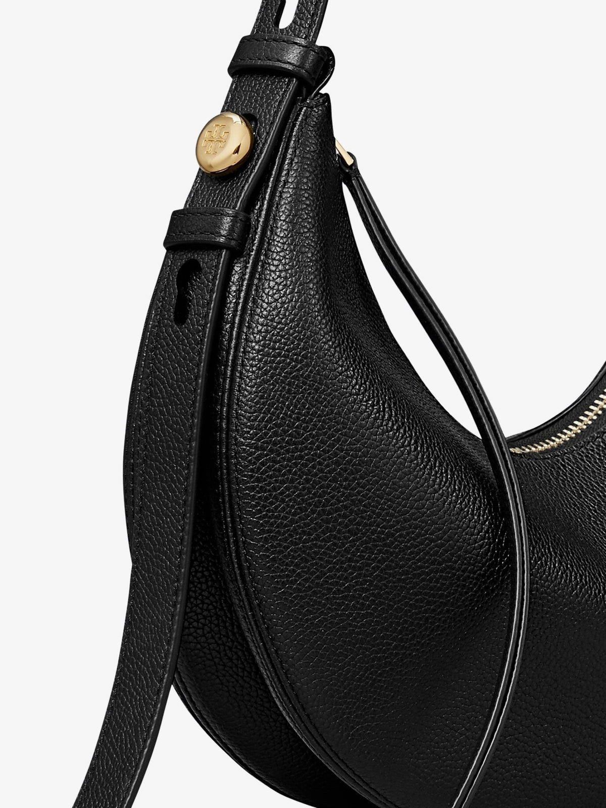 Tory Burch Women's Romy Half Moon Leather Shoulder Bag Black