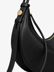 Tory Burch Women's Romy Half Moon Leather Shoulder Bag Black
