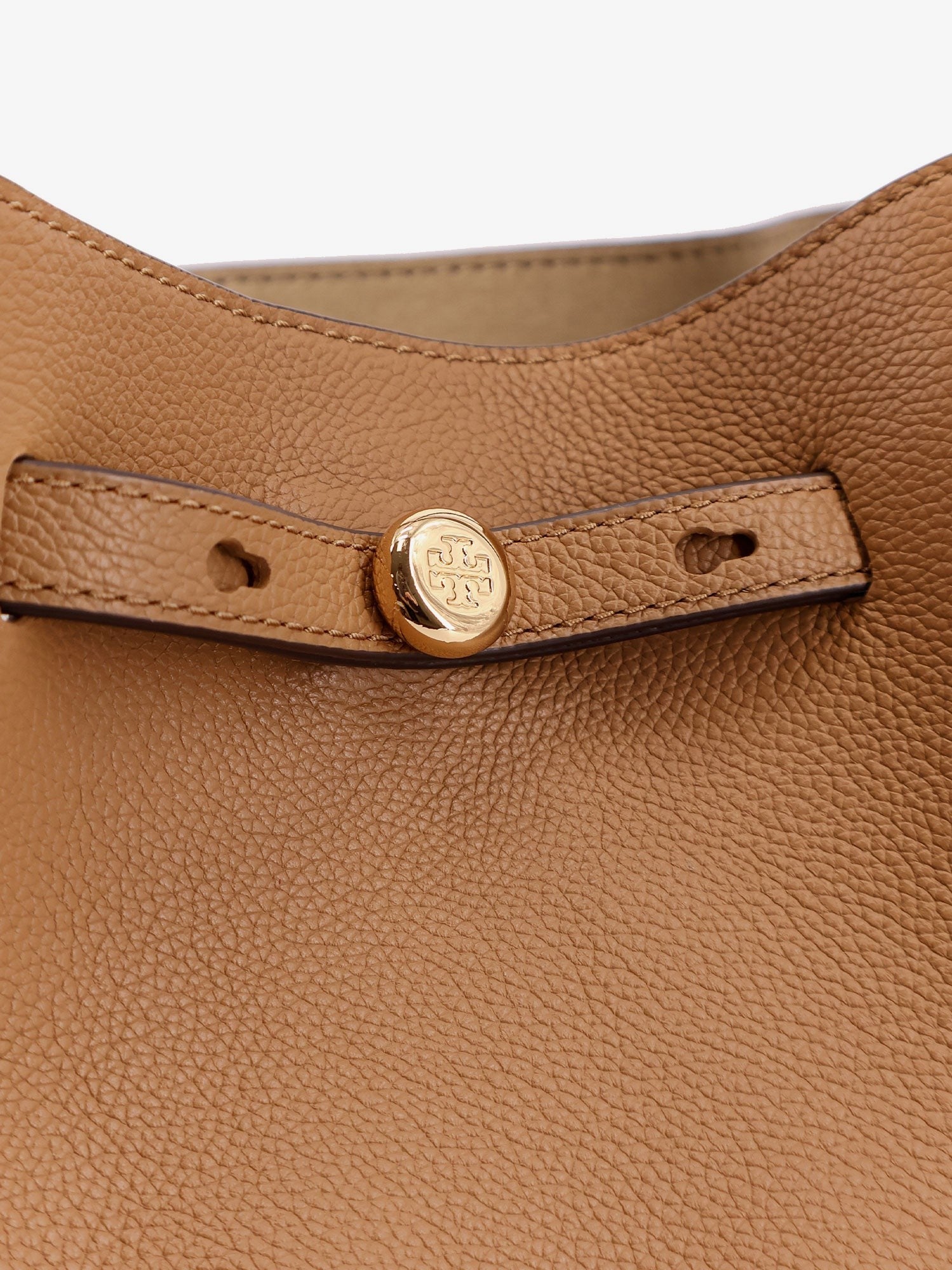 Tory Burch Women's Romy Pebbled Leather Tote Shoulder Bag Brown