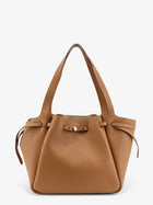 Tory Burch Women's Romy Pebbled Leather Tote Shoulder Bag Brown