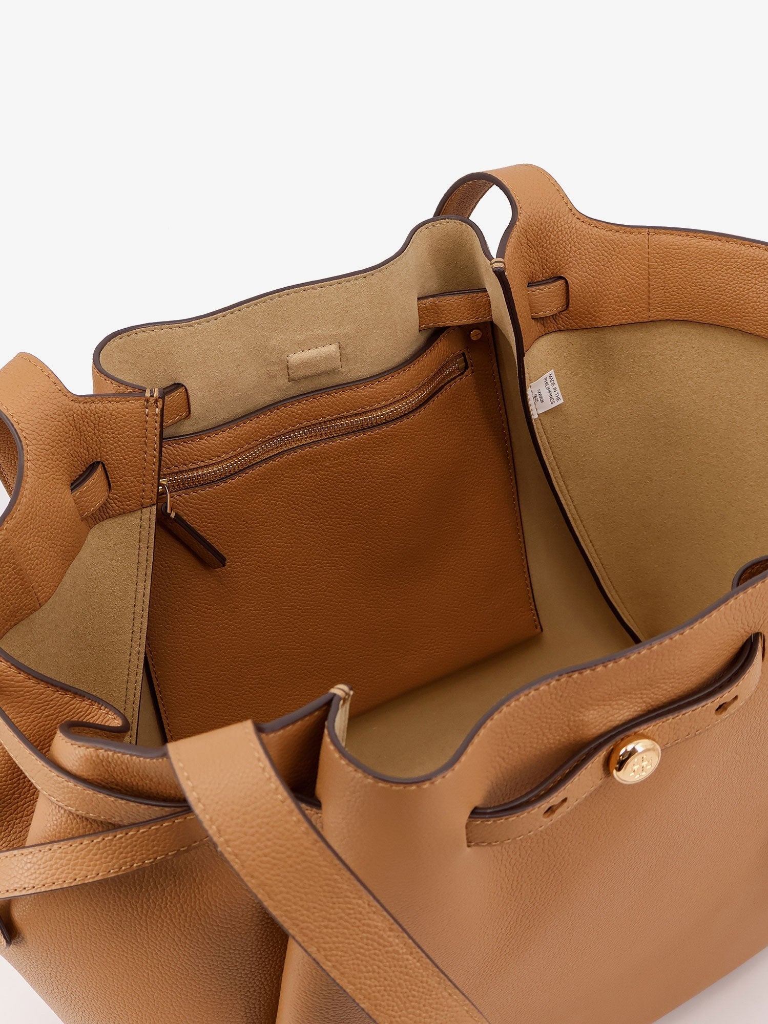Tory Burch Women's Romy Pebbled Leather Tote Shoulder Bag Brown