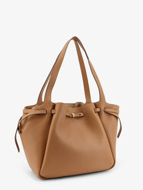 Tory Burch Women's Romy Pebbled Leather Tote Shoulder Bag Brown
