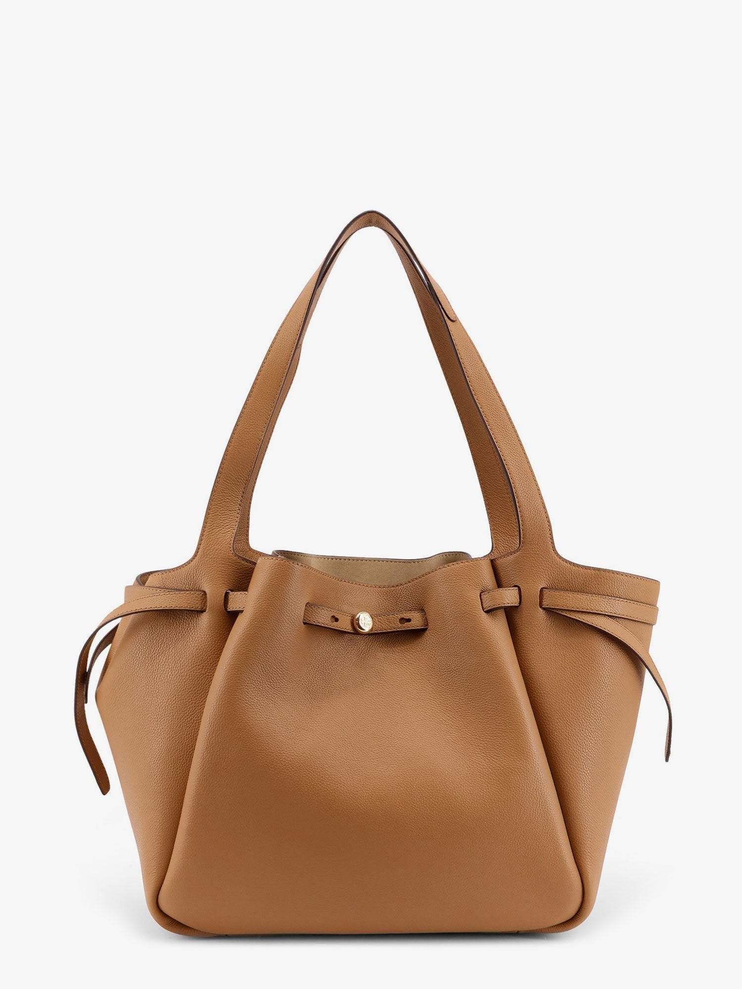 Tory Burch Women's Romy Pebbled Leather Tote Shoulder Bag Brown