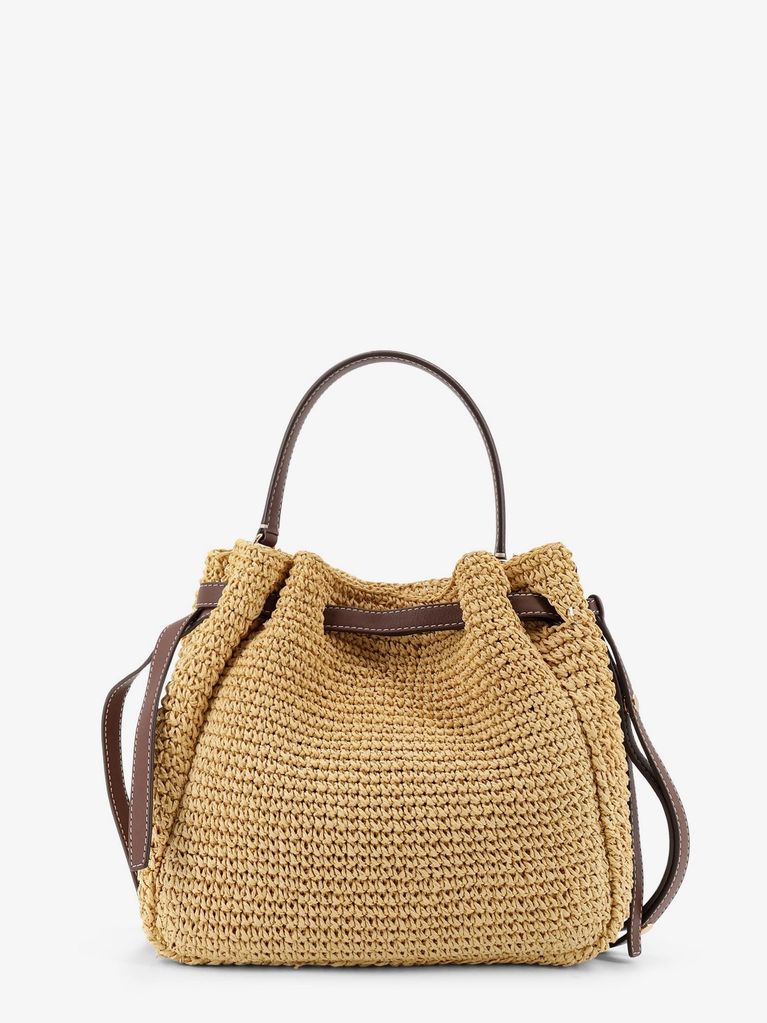 Tory Burch Women's Romy Raffia and Leather Bucket Bag White