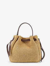 Tory Burch Women's Romy Raffia and Leather Bucket Bag White