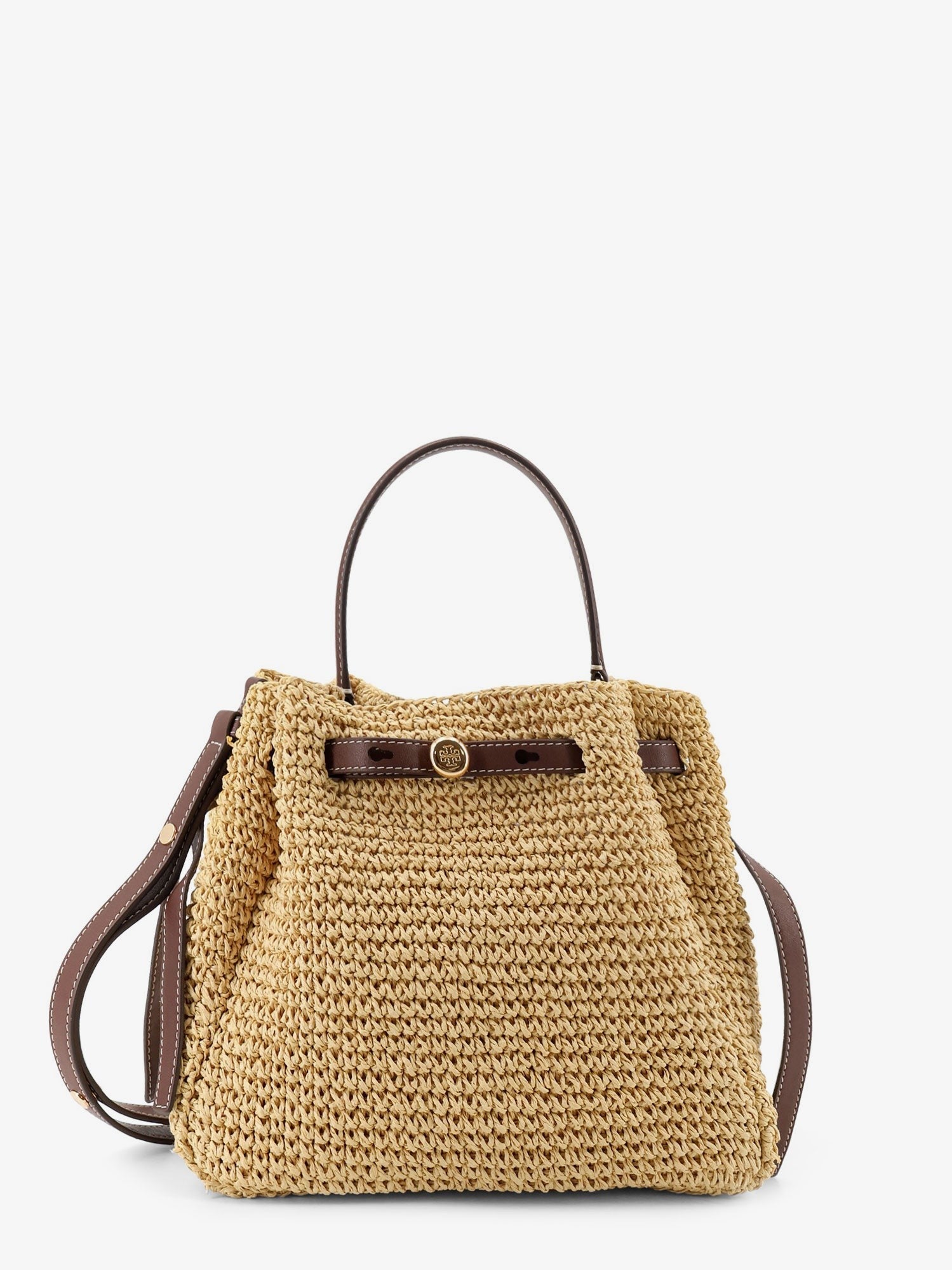 Tory Burch Women's Romy Raffia and Leather Bucket Bag White