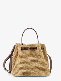 Tory Burch Women's Romy Raffia and Leather Bucket Bag White