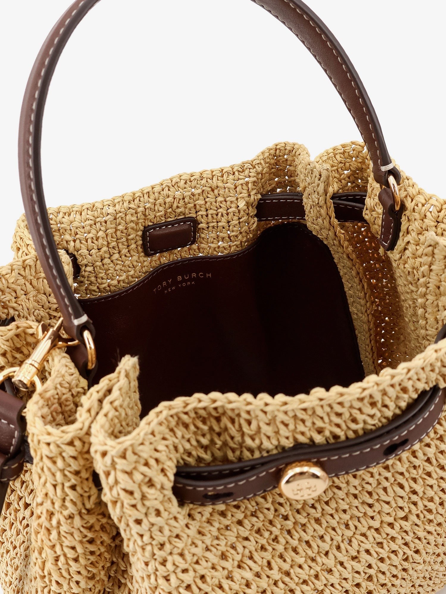 Tory Burch Women's Romy Raffia and Leather Bucket Bag White