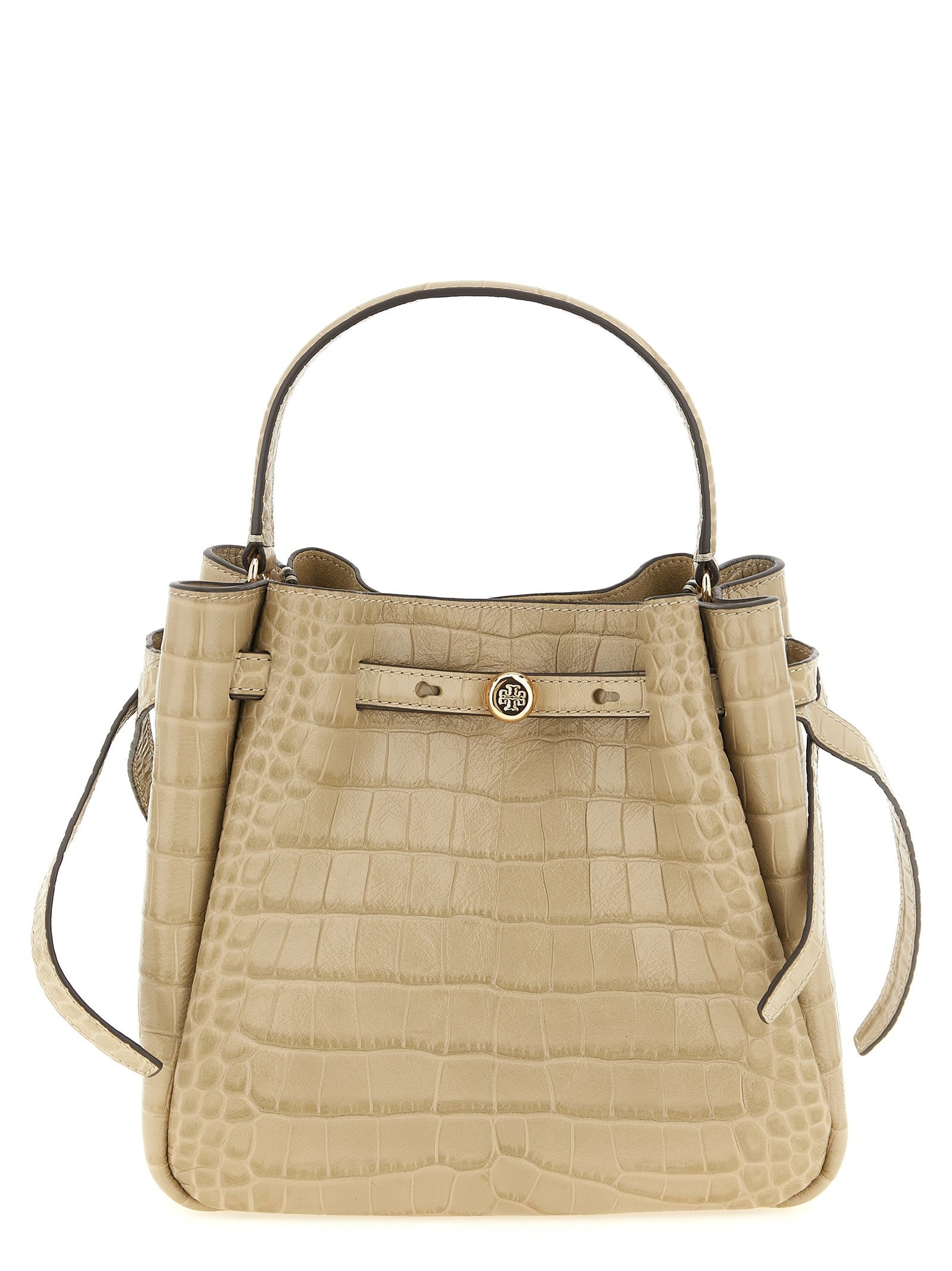 Tory Burch Romy Small Bucket Bag Beige