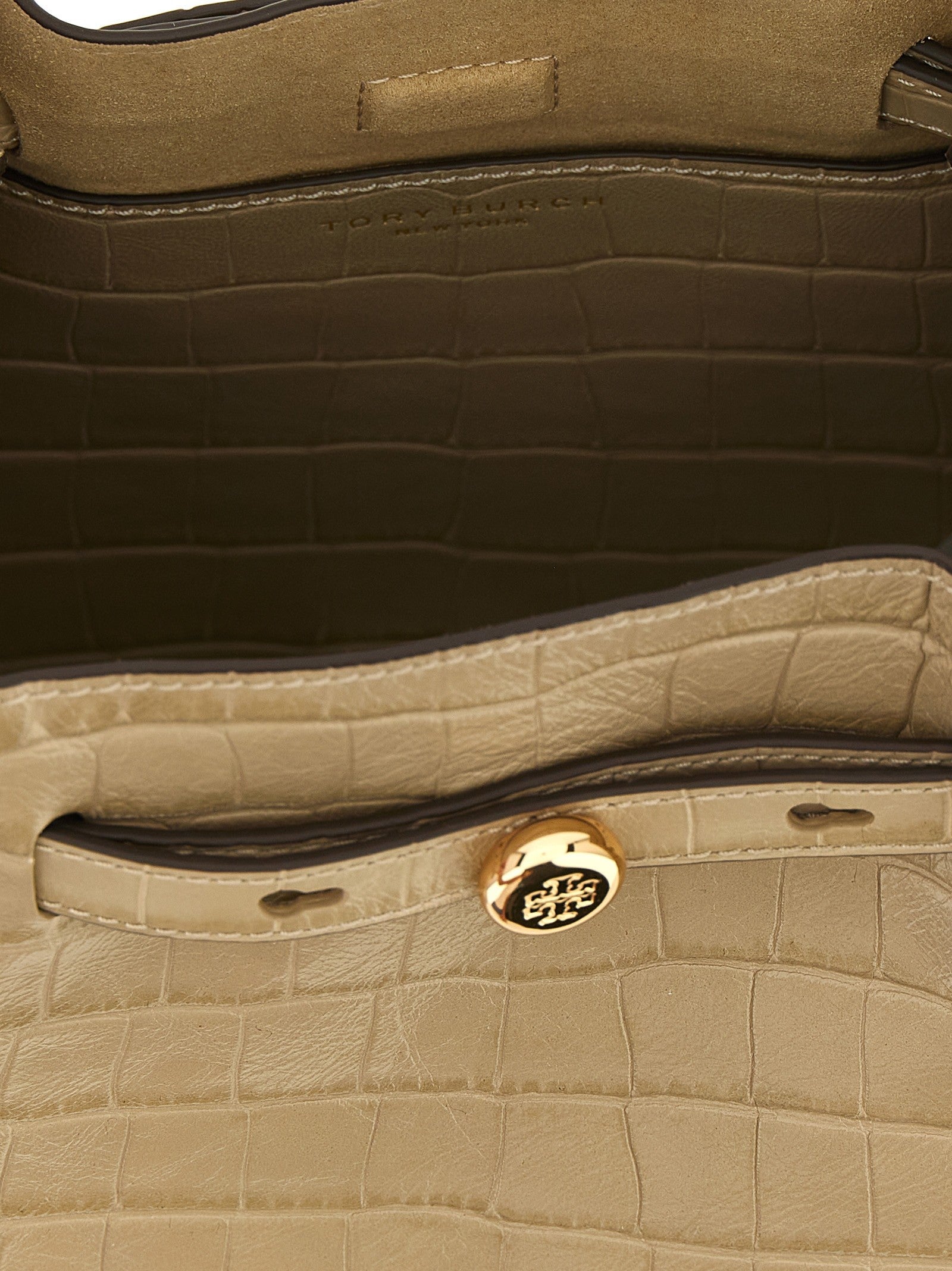 Tory Burch Romy Small Bucket Bag Beige