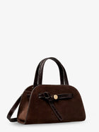 Tory Burch Women's Romy Small Suede Satchel Bag Brown, view 3