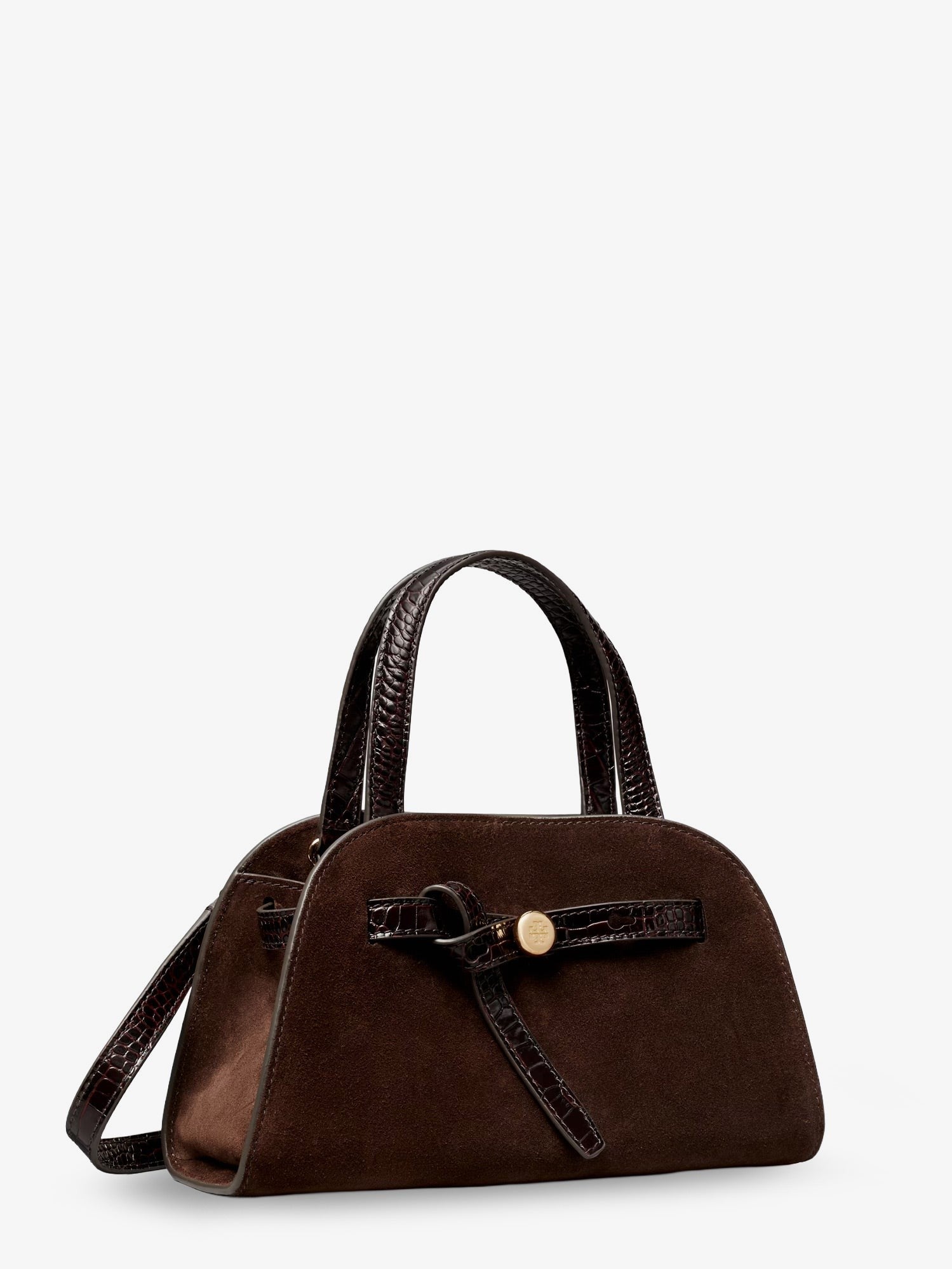 Tory Burch Women's Romy Small Suede Satchel Bag Brown